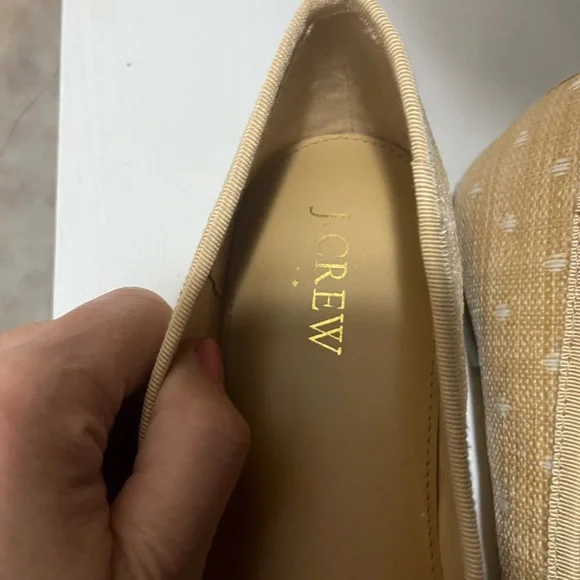 J. Crew Tan and White Ballet Flats with Decorative Bows 8 - Picture 2 of 3